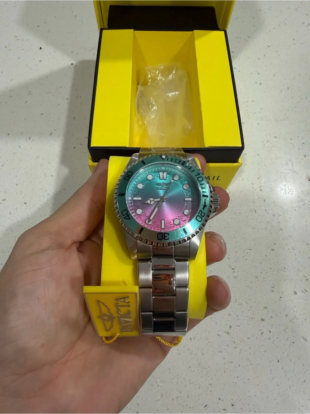 Invicta Pro Diver Kromatyk 50931 Men's 43mm Steel Watch Pink Blue Dial NEW Box